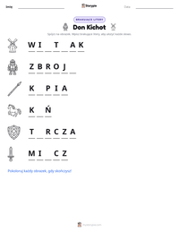 Podgląd drukowalnego arkusza ćwiczeń Don Kichot