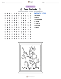 Prévia da folha de atividades imprimível Dom Quixote
