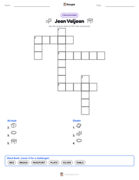 Jean Valjean printable worksheet preview