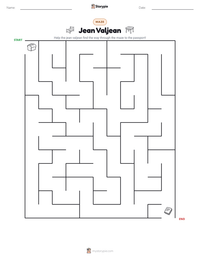 Jean Valjean printable worksheet preview