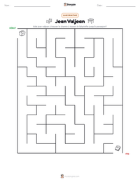 Aperçu de la feuille de travail imprimable Jean Valjean