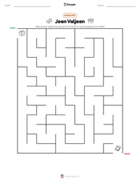 Jean Valjean afdrukbare werkblad voorbeeld