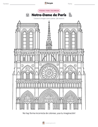 Vista previa de la hoja de trabajo imprimible de Notre-Dame de París