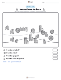 Prévia da folha de atividades imprimível Notre-Dame de Paris