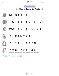 Notre-Dame de Paris druckbare Arbeitsblatt Vorschau