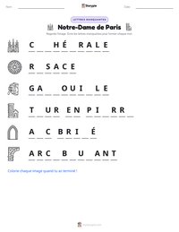 Aperçu de la feuille de travail imprimable Notre-Dame de Paris