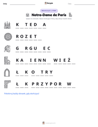 Podgląd drukowalnego arkusza ćwiczeń Notre-Dame de Paris