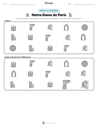 Aperçu de la feuille de travail imprimable Notre-Dame de Paris