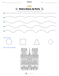 Vista previa de la hoja de trabajo imprimible de Notre-Dame de París