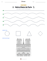 Notre-Dame de Paris yazdırılabilir çalışma sayfası önizlemesi