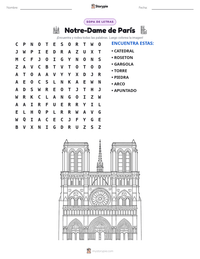 Vista previa de la hoja de trabajo imprimible de Notre-Dame de París