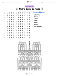 Prévia da folha de atividades imprimível Notre-Dame de Paris