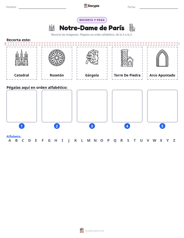 Cortar y Pegar el Alfabeto