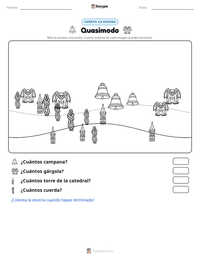 Vista previa de la hoja de trabajo imprimible de Quasimodo