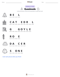Quasimodo printable worksheet preview