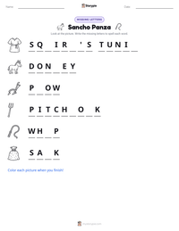 Sancho Panza printable worksheet preview