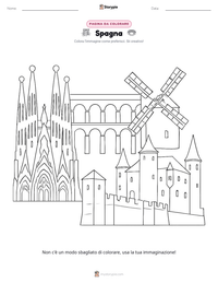 Pagina da colorare di Spagna per bambini