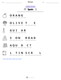 Spain printable worksheet preview