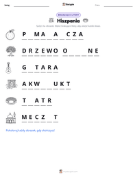 Podgląd drukowalnego arkusza ćwiczeń Hiszpania