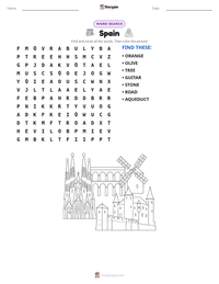 Spain printable worksheet preview