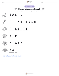 Pierre-Auguste Renoir printable worksheet preview