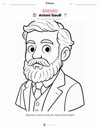 Antoni Gaudí yazdırılabilir çalışma sayfası önizlemesi