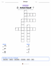 Antoni Gaudí printable worksheet preview