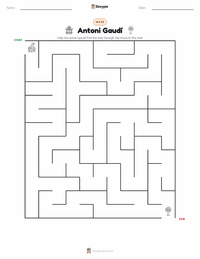 Antoni Gaudí printable worksheet preview