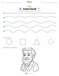 Aperçu de la feuille de travail imprimable Antoni Gaudí