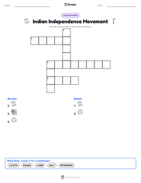 Indian Independence Movement printable worksheet preview
