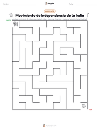 Vista previa de la hoja de trabajo imprimible de Movimiento de Independencia de la India
