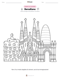 Pagina da colorare di Barcellona per bambini