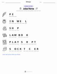 Jules Verne printable worksheet preview
