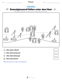 Zwanzigtausend Meilen unter dem Meer druckbare Arbeitsblatt Vorschau