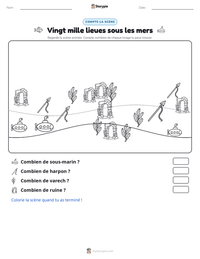 Aperçu de la feuille de travail imprimable Vingt mille lieues sous les mers