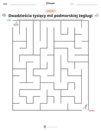Podgląd drukowalnego arkusza ćwiczeń Dwadzieścia tysięcy mil podmorskiej żeglugi