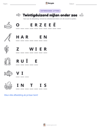 Twintigduizend mijlen onder zee afdrukbare werkblad voorbeeld