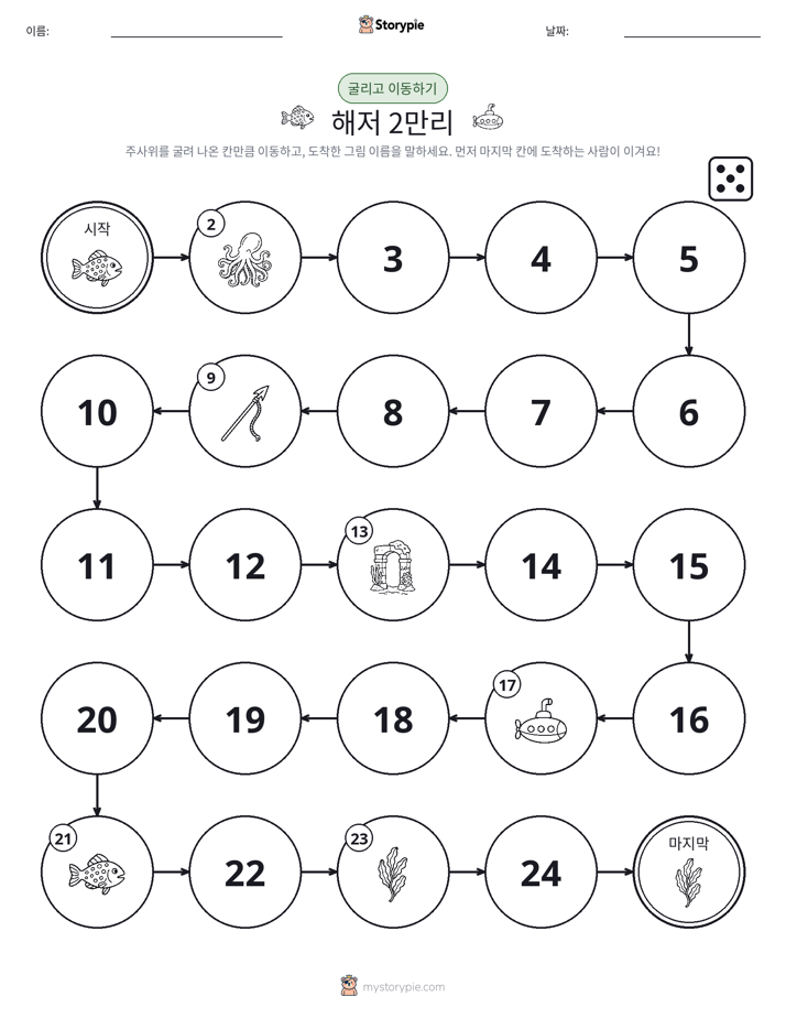 주사위 굴리고 이동하기 게임