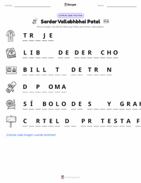 Vista previa de la hoja de trabajo imprimible de Sardar Vallabhbhai Patel