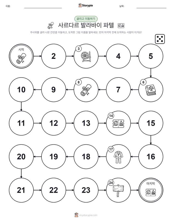 주사위 굴리고 이동하기 게임