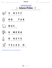 Science-Fiction druckbare Arbeitsblatt Vorschau