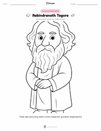 Halaman mewarnai Rabindranath Tagore untuk anak-anak