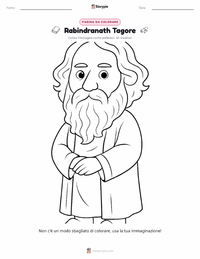 Pagina da colorare di Rabindranath Tagore per bambini