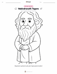 Rabindranath Tagore çocuklar için boyama sayfası
