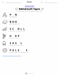 Rabindranath Tagore printable worksheet preview