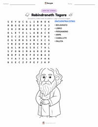 Vista previa de la hoja de trabajo imprimible de Rabindranath Tagore
