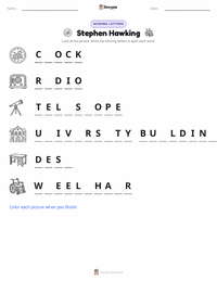 Stephen Hawking printable worksheet preview