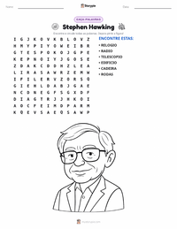Prévia da folha de atividades imprimível Stephen Hawking