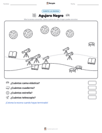 Vista previa de la hoja de trabajo imprimible de Agujero Negro