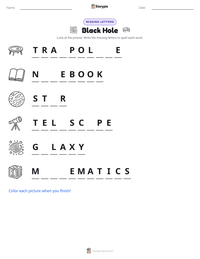 Black Hole printable worksheet preview